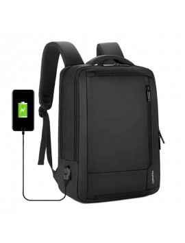 MEINAILI 1805 15.6-inch Nylon Business Travel Backpack Laptop Bag With USB Port (Black)
